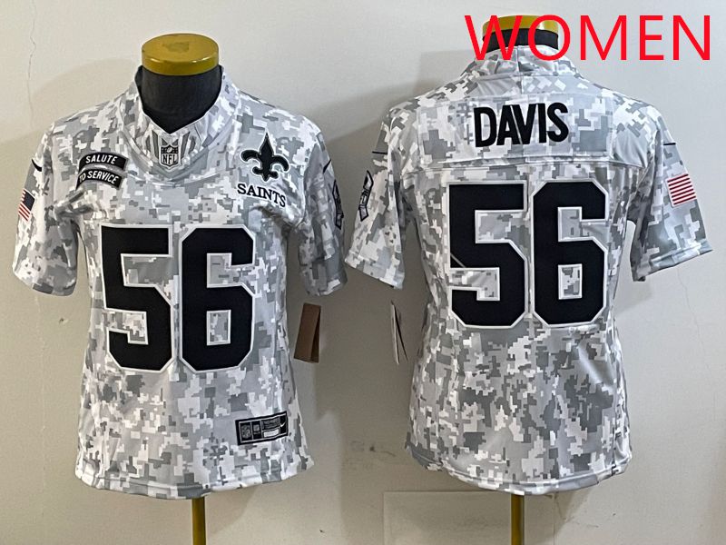Women New Orleans Saints #56 Davis Camo Nike Olive Salute To Service Limited NFL Jersey style 2->youth nfl jersey->Youth Jersey
